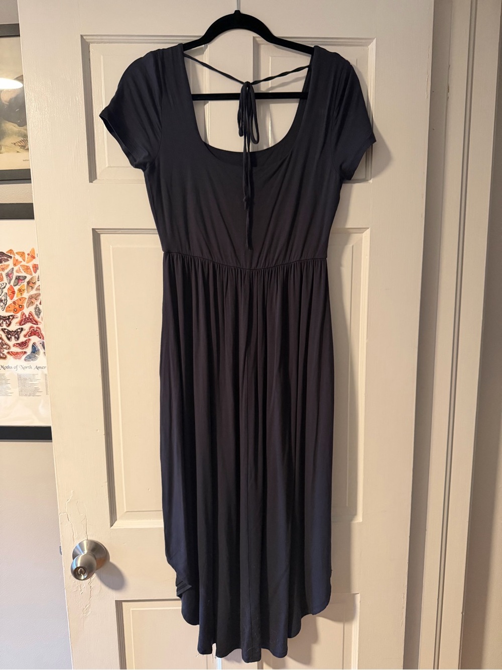 Sozy Emma Navy Blue High-Low Scoop Back Dress with Pockets